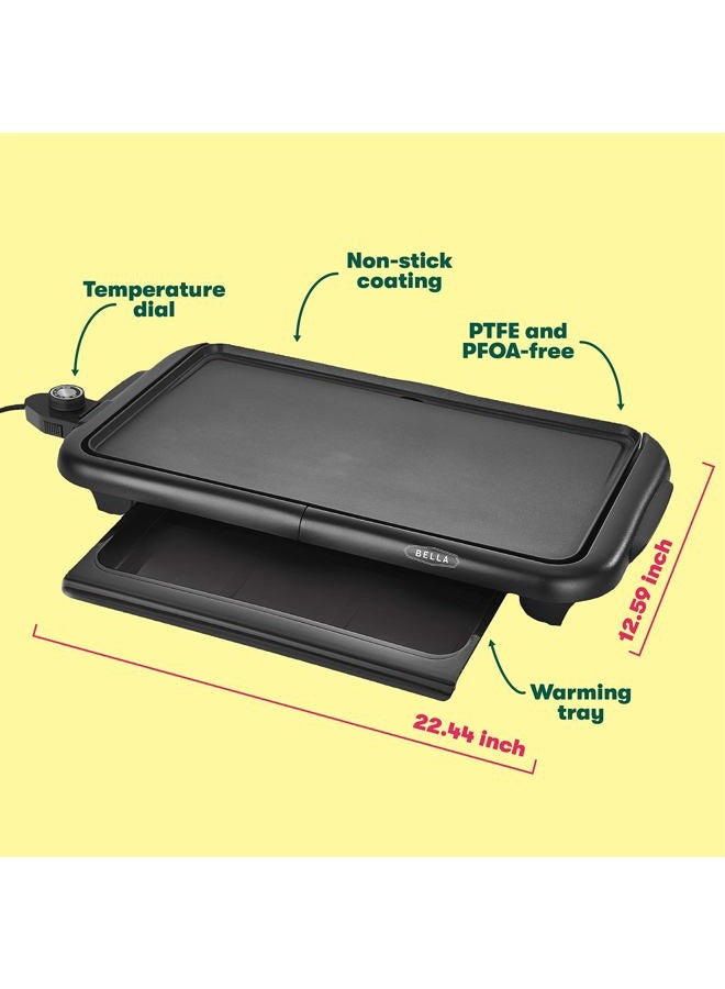 bella Electric Griddle with Warming Tray - Smokeless Indoor Grill, Nonstick Surface, Adjustable Temperature & Cool-touch Handles, 10" x 18", Copper/Black - Image 4