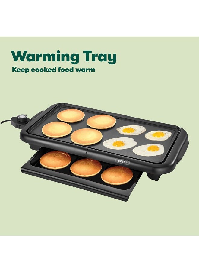 bella Electric Griddle with Warming Tray - Smokeless Indoor Grill, Nonstick Surface, Adjustable Temperature & Cool-touch Handles, 10" x 18", Copper/Black - Image 3