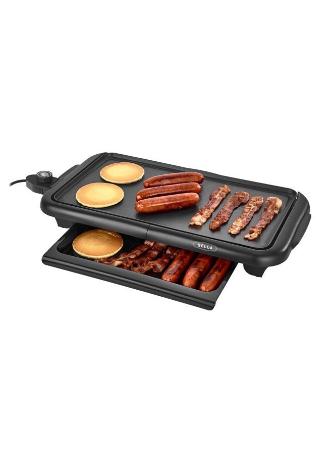 bella Electric Griddle with Warming Tray - Smokeless Indoor Grill, Nonstick Surface, Adjustable Temperature & Cool-touch Handles, 10" x 18", Copper/Black - Image 1