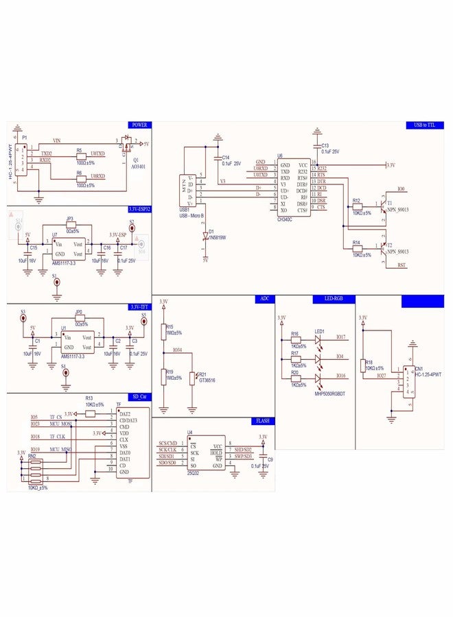 DIYmalls شاشة DIYmalls مقاس 2.8 بوصة ESP32-2432S028R ILI9341 تعمل باللمس المقاوم بدقة 240×320 بكسل، وحدة TFT LCD، لوحة تطوير ESP-WROOM-32 لبيئة تطوير Arduino IDE - Image 5