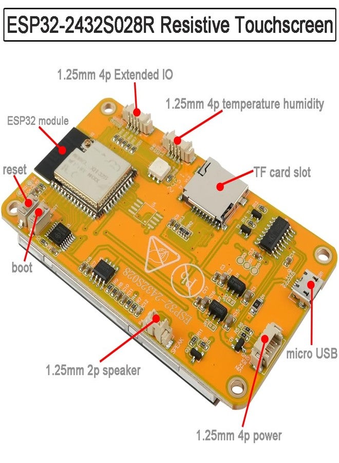 DIYmalls شاشة DIYmalls مقاس 2.8 بوصة ESP32-2432S028R ILI9341 تعمل باللمس المقاوم بدقة 240×320 بكسل، وحدة TFT LCD، لوحة تطوير ESP-WROOM-32 لبيئة تطوير Arduino IDE - Image 2