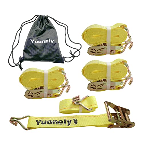 Yuoneiy Ratchet Straps Tie Down Straps Heavy Duty (4PK) 2" x 15' x 4400 lbs J Hook Cargo Tie-Downs Straps for Motorcycle, ATV, UTV, Trailer - Image 3