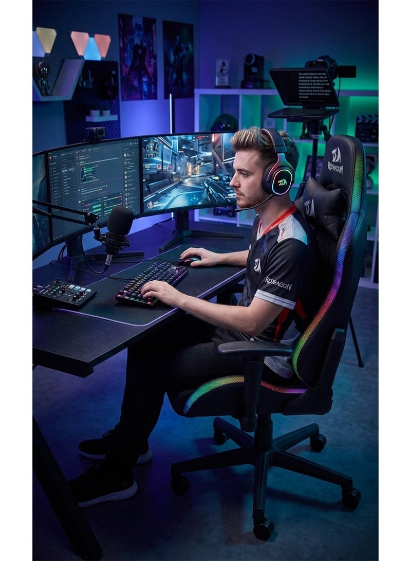 ريدراجون C315 RGB Gaming Chair Ergonomic Reclining  , LED Light with Remote Control, 90°–180° Adjustable Backrest, 1D Armrest, PU Leather, Class 3 Gas Lift, High Back Gaming & Office Chair - Image 3