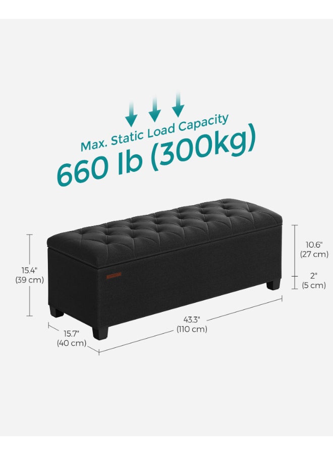 SONGMICS Stool with Storage Space, Bench with Legs, 40 x 110 x 40 cm Footstool, Storage Box, Maximum Load 300 kg, for Living Room, Bedroom, Hallway, Ink Black - Image 5
