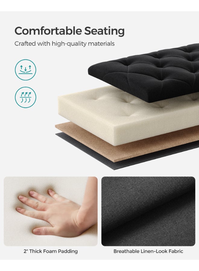 SONGMICS Stool with Storage Space, Bench with Legs, 40 x 110 x 40 cm Footstool, Storage Box, Maximum Load 300 kg, for Living Room, Bedroom, Hallway, Ink Black - Image 4