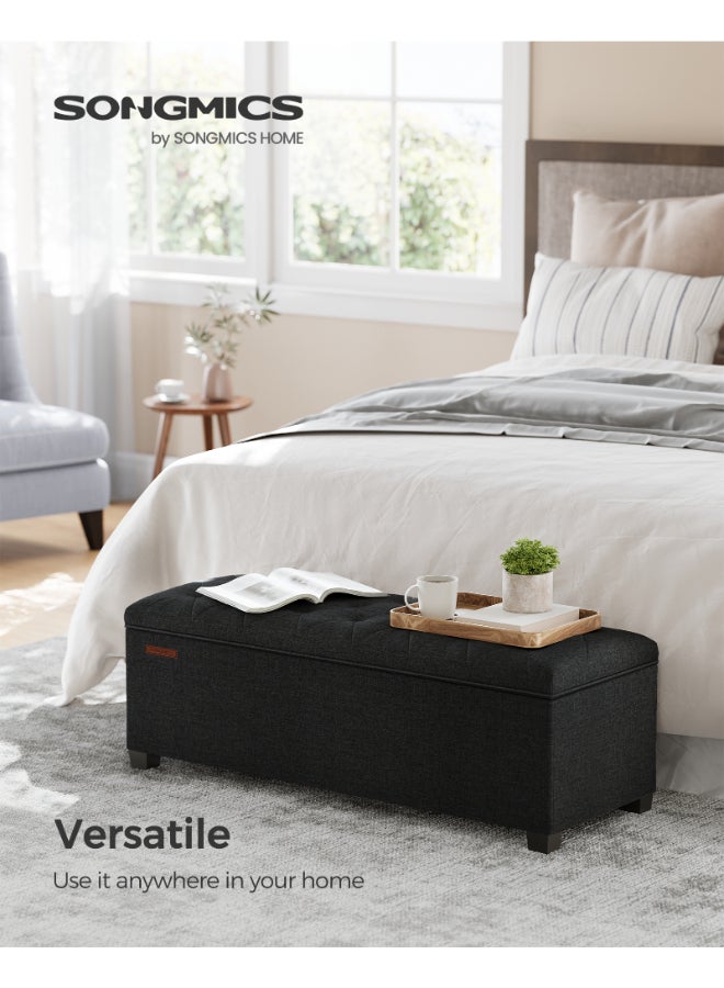 SONGMICS Stool with Storage Space, Bench with Legs, 40 x 110 x 40 cm Footstool, Storage Box, Maximum Load 300 kg, for Living Room, Bedroom, Hallway, Ink Black - Image 2