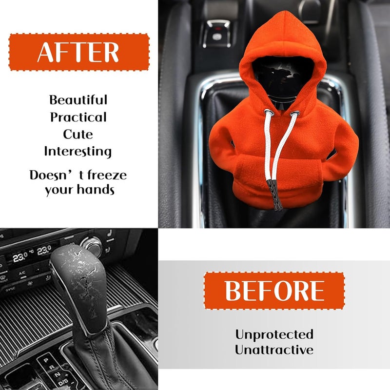 vvag Gear Shift Hoodie, Hoodie Car Gear Shift Cover, Car Shift Knob Hoodie, Automotive Interior Accessories, Universal Fit Knob Cover Gift (Orange) - Image 3