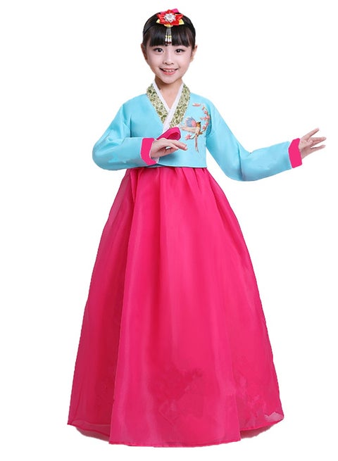 Al Aoyama gril KoreanTraditional Long Sleeve Hanbok Dress Cosplay Costume