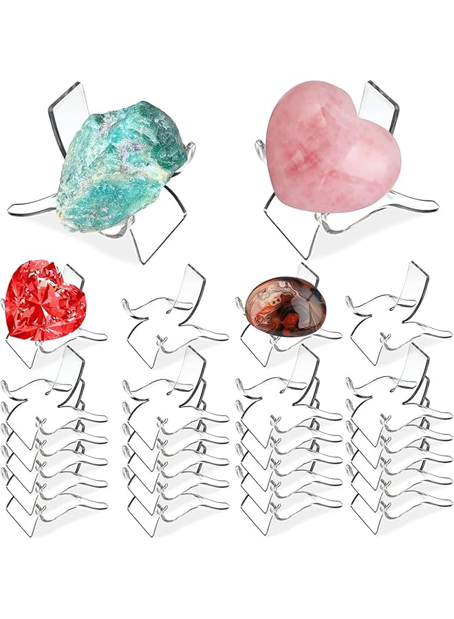 The Bros 24 PCS Display Stand, Acrylic Rock Display Stands, Clear Display Easel Stands Pedestal for Crystal Geodes Rock Mineral Agate Fossil Coral Crystal/Gemstone Small Collectibles Display Stands (Small) - Image 1