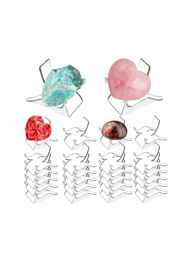 The Bros 24 PCS Display Stand, Acrylic Rock Display Stands, Clear Display Easel Stands Pedestal for Crystal Geodes Rock Mineral Agate Fossil Coral Crystal/Gemstone Small Collectibles Display Stands (Small) - Image 2