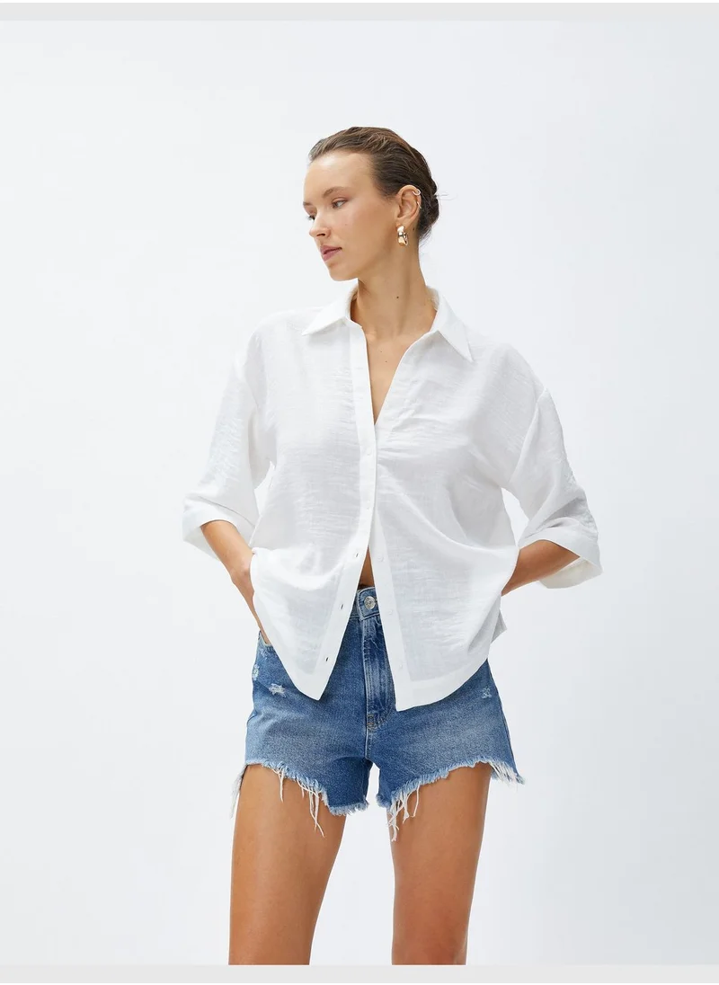 كوتون Short Sleeve Oversized Shirt