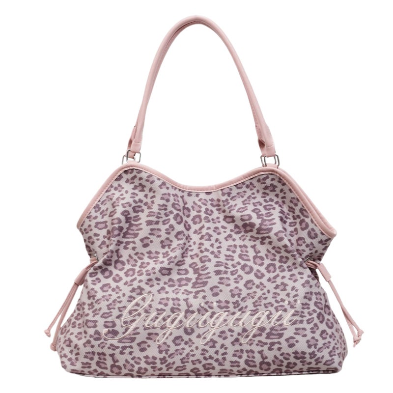 حقيبة كتف نسائية بنقشة الفهد والنجوم بسعة كبيرة - Image 5