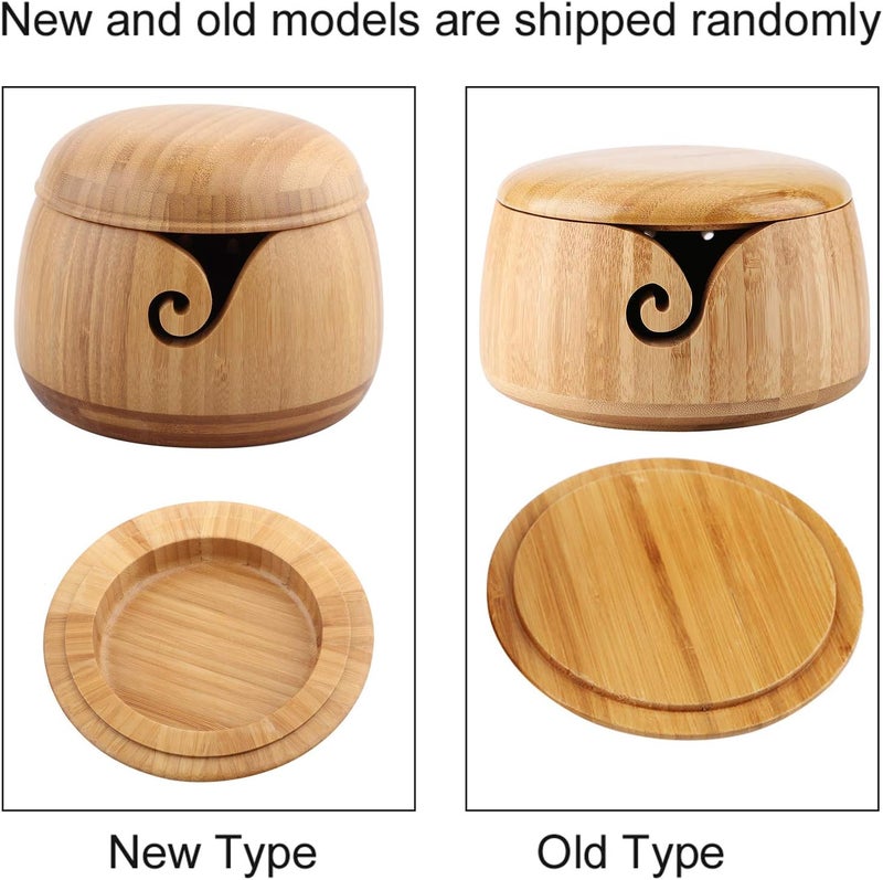 كلاراكو وعاء خيوط من كلاركو، وعاء خيوط خشبي مصنوع يدويًا مع غطاء قابل للإزالة للحياكة والكروشيه، للأم والجدة - Image 4