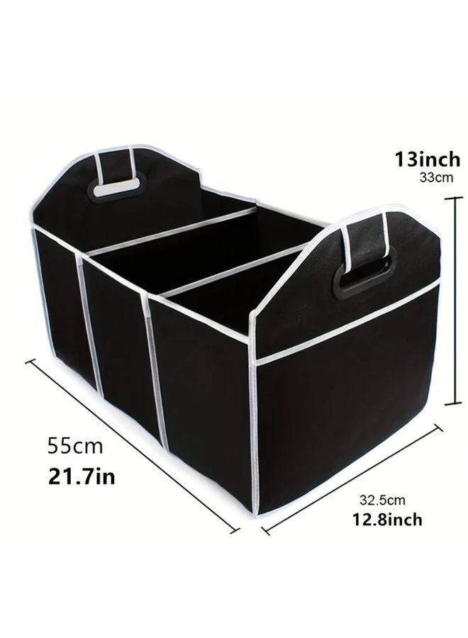 Black Heavy Duty Foldable Car Trunk Organizer Water Resistant Storage Bag - Image 2