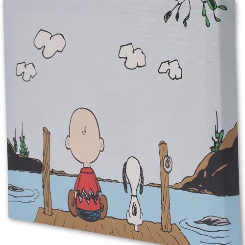 Open Road Brands Peanuts Charlie Brown and Snoopy On Dock Gallery Wrapped Canvas Wall Decor Peaceful Peanuts Wall Art for Home - Image 3
