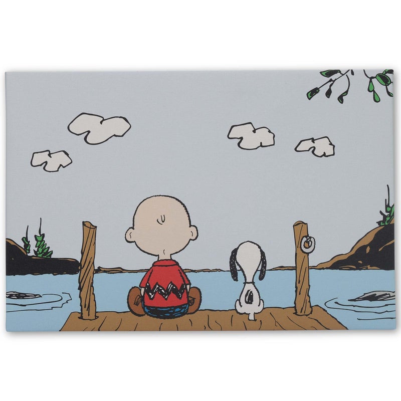 Open Road Brands Peanuts Charlie Brown and Snoopy On Dock Gallery Wrapped Canvas Wall Decor Peaceful Peanuts Wall Art for Home - Image 2