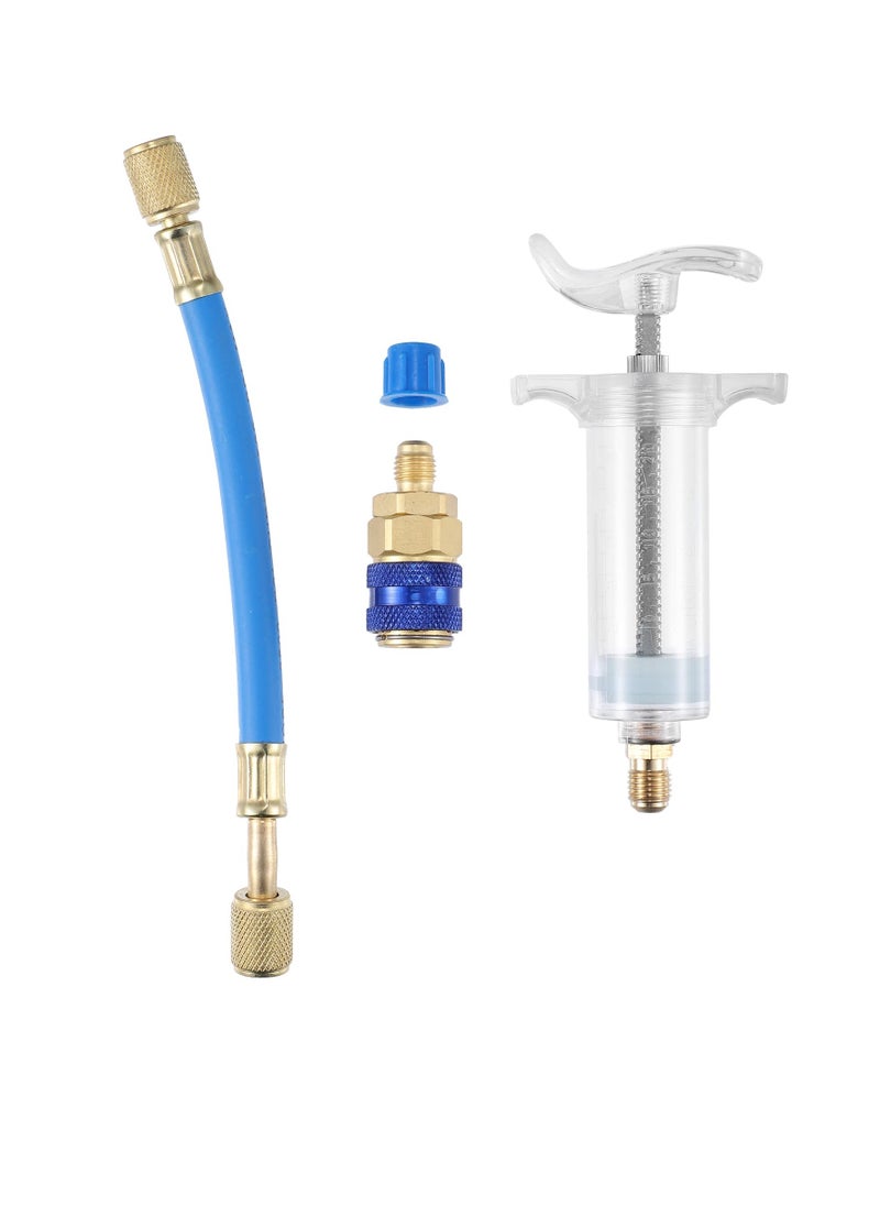 Generic - Manual AC Oil Dye Injector Kit with 30ml Hand Push Compressor and Quick Coupler for Car HVAC Systems - Image 1