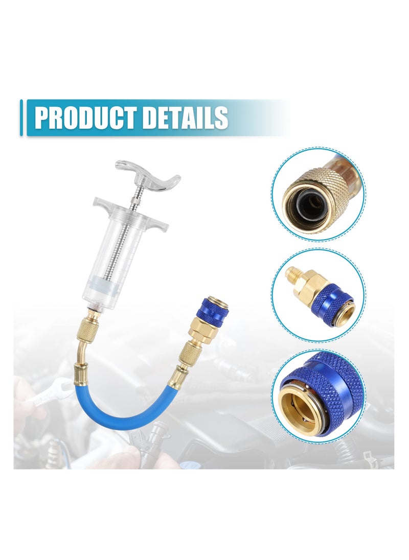 Generic - Manual AC Oil Dye Injector Kit with 30ml Hand Push Compressor and Quick Coupler for Car HVAC Systems - Image 1