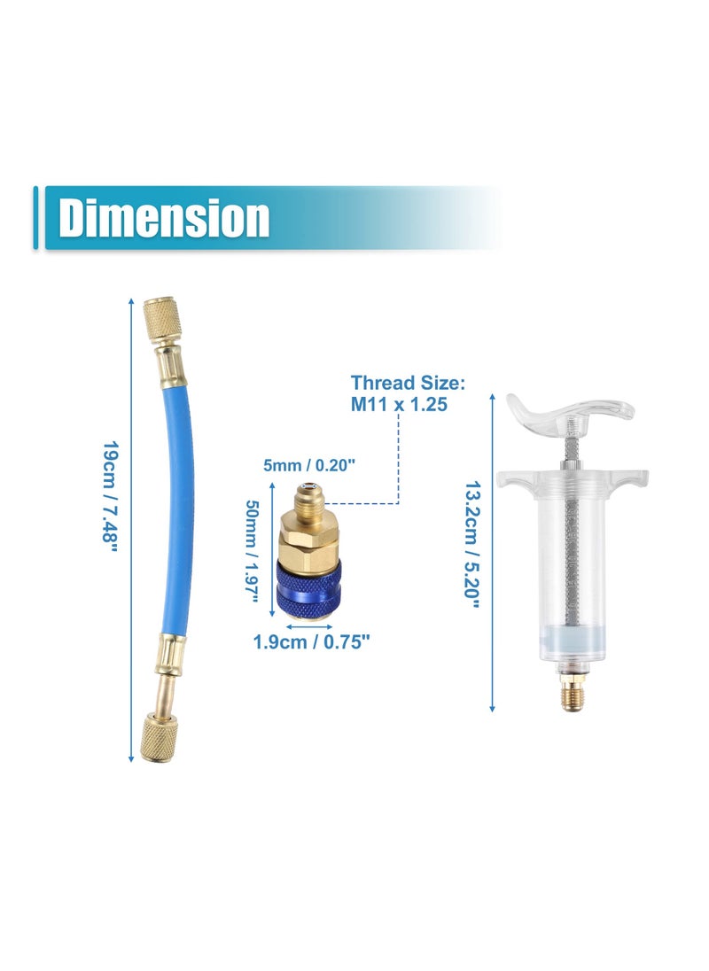 Generic - Manual AC Oil Dye Injector Kit with 30ml Hand Push Compressor and Quick Coupler for Car HVAC Systems - Image 1