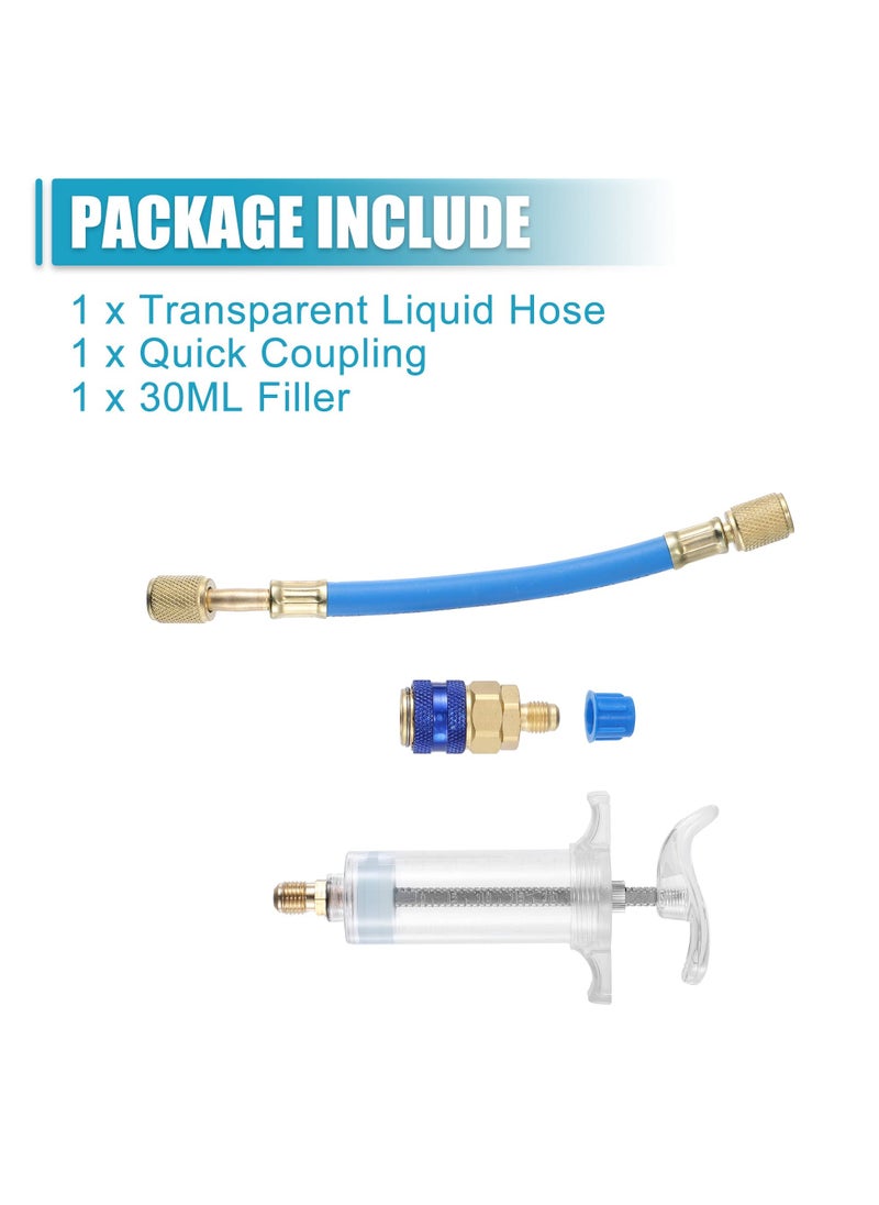 Generic - Manual AC Oil Dye Injector Kit with 30ml Hand Push Compressor and Quick Coupler for Car HVAC Systems - Image 1