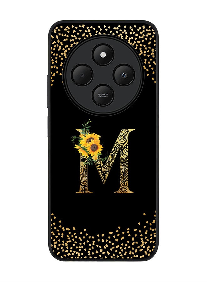 Stylizedd For Xiaomi Redmi 14C / 14R Case,Slim fit Camera Protection, Shockproof Thin Phone cover - Custom Floral Monogram - M ( Black ) - Image 1