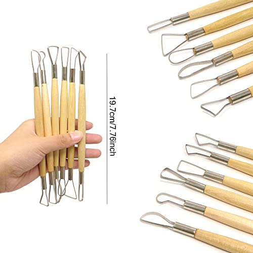 HONBAY "Honbay 6-Piece Wooden Handle Double Ended Modeling Tools Sculpting Tools for Clay, Fondant, Cake, Ceramic, Dough, Plasticine, Plaster, Wax, etc" - Image 2