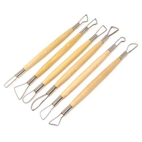 HONBAY "Honbay 6-Piece Wooden Handle Double Ended Modeling Tools Sculpting Tools for Clay, Fondant, Cake, Ceramic, Dough, Plasticine, Plaster, Wax, etc" - Image 1