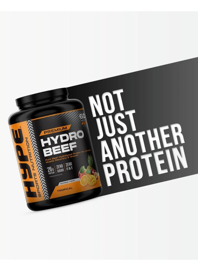 هايب - هايدرو بيف بروتين بريميوم غني بالأحماض الأمينية الأساسية خالٍ من اللاكتوز فواكه استوائية 900 جم - Image 3