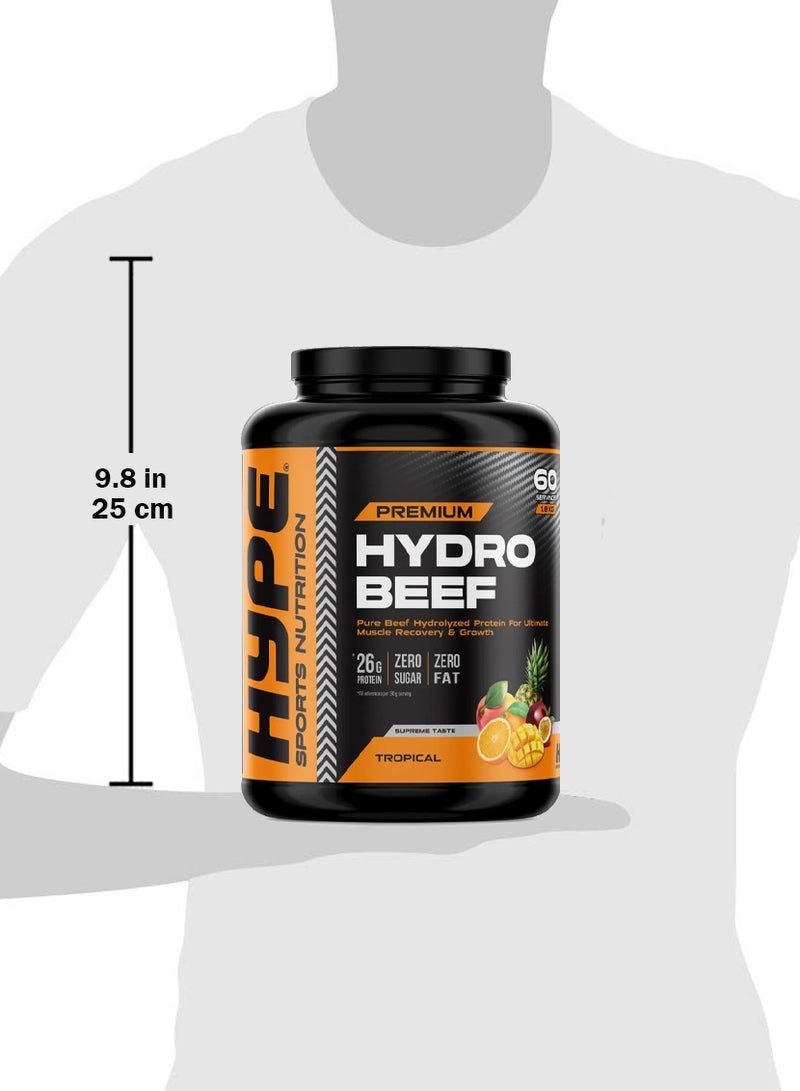 هايب - هايدرو بيف بروتين بريميوم غني بالأحماض الأمينية الأساسية خالٍ من اللاكتوز فواكه استوائية 900 جم - Image 4