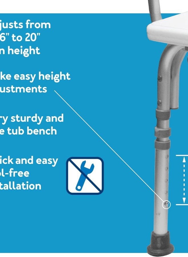 careX Tub Transfer Bench - Shower Bench and Bath Bench with Height Adjustable Legs - Convertible to Right or Left Hand Entry, Shower Chair For Bathtub, Bathtub Chair - Image 3