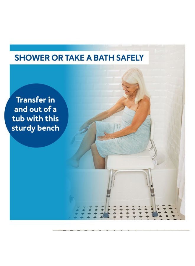 careX Tub Transfer Bench - Shower Bench and Bath Bench with Height Adjustable Legs - Convertible to Right or Left Hand Entry, Shower Chair For Bathtub, Bathtub Chair - Image 4