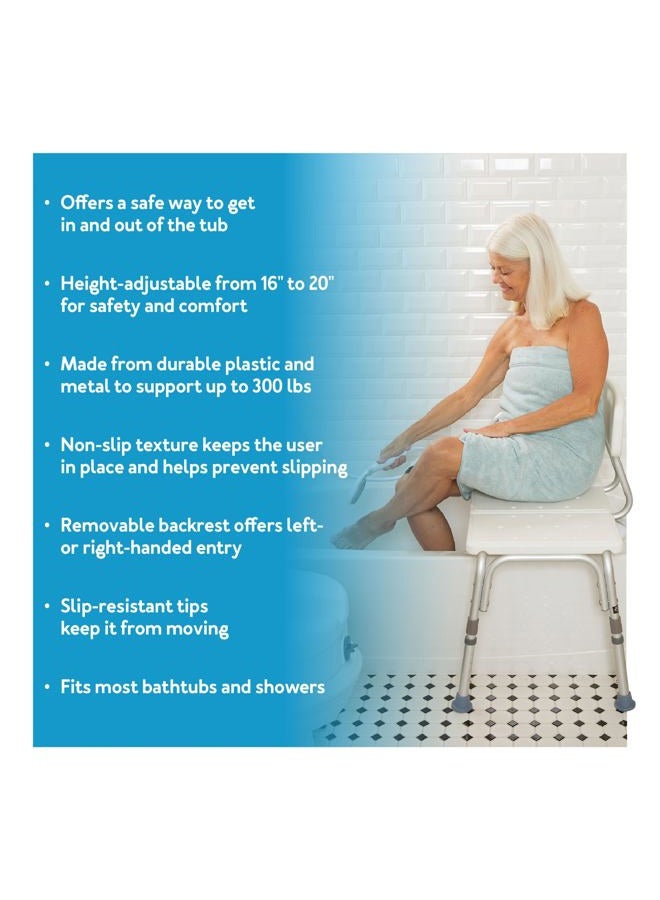 careX Tub Transfer Bench - Shower Bench and Bath Bench with Height Adjustable Legs - Convertible to Right or Left Hand Entry, Shower Chair For Bathtub, Bathtub Chair - Image 2