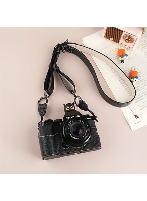 Suitable For Fuji XS20 Protective Case XT30 Second Generation Camera Bag XT5 Base XM5 Leather Case XT20/XS10 Case-Color:D: Xs10 Lychee Pattern Base [black] + V303 Shoulder Strap, Tempered Film (excluding Hot Shoe Cover)