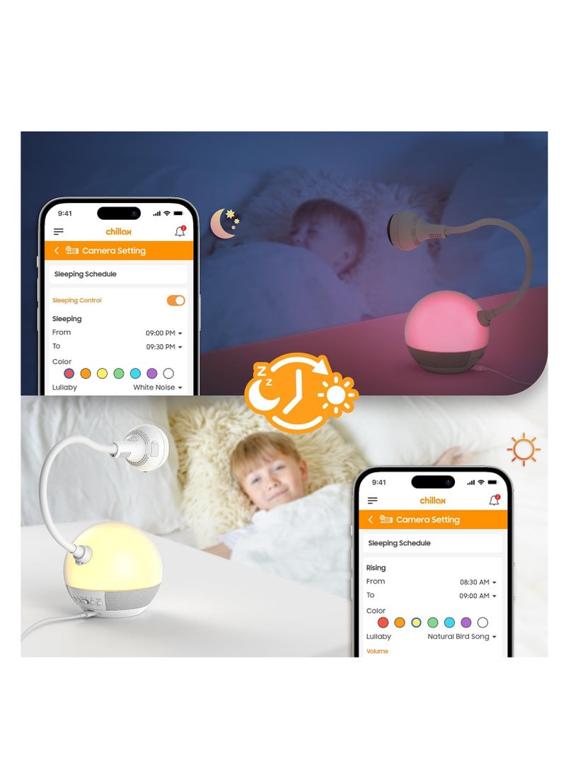 Chillax CHILLAX Baby Monitor Baby Mood Plus,5-inch 1080p HD Camera Wi-Fi Baby Monitor,with Sleep Trainer & Mood Light Soother,Flexible Gooseneck and 360°Pan View,Accessible via Phone App and Nursery Features  - Image 4