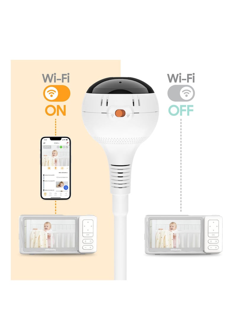 Chillax CHILLAX Baby Monitor Baby Mood Plus,5-inch 1080p HD Camera Wi-Fi Baby Monitor,with Sleep Trainer & Mood Light Soother,Flexible Gooseneck and 360°Pan View,Accessible via Phone App and Nursery Features  - Image 5