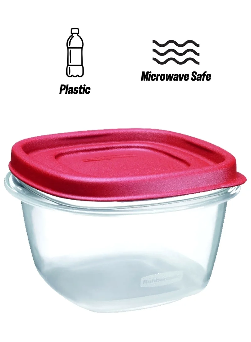 Rubbermaid 2-Cup Capacity Dishwasher and Microwave Safe Food Storage Container Clear and Red 3.14 x 4.98 x 4.98 Inch 6137681