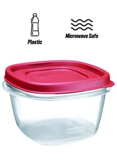 Rubbermaid 2-Cup Capacity Dishwasher and Microwave Safe Food Storage Container Clear and Red 3.14 x 4.98 x 4.98 Inch 6137681  - Image 1