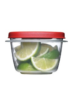 Rubbermaid 2-Cup Capacity Dishwasher and Microwave Safe Food Storage Container Clear and Red 3.14 x 4.98 x 4.98 Inch 6137681  - Image 2