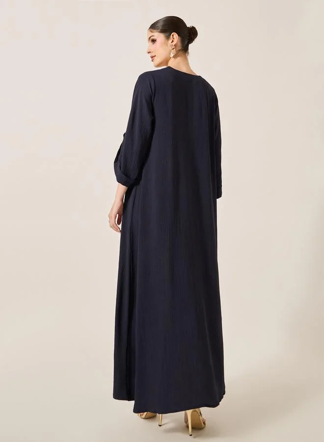 Styli Styli Embroidered V-Neck A-Line Jalabyia