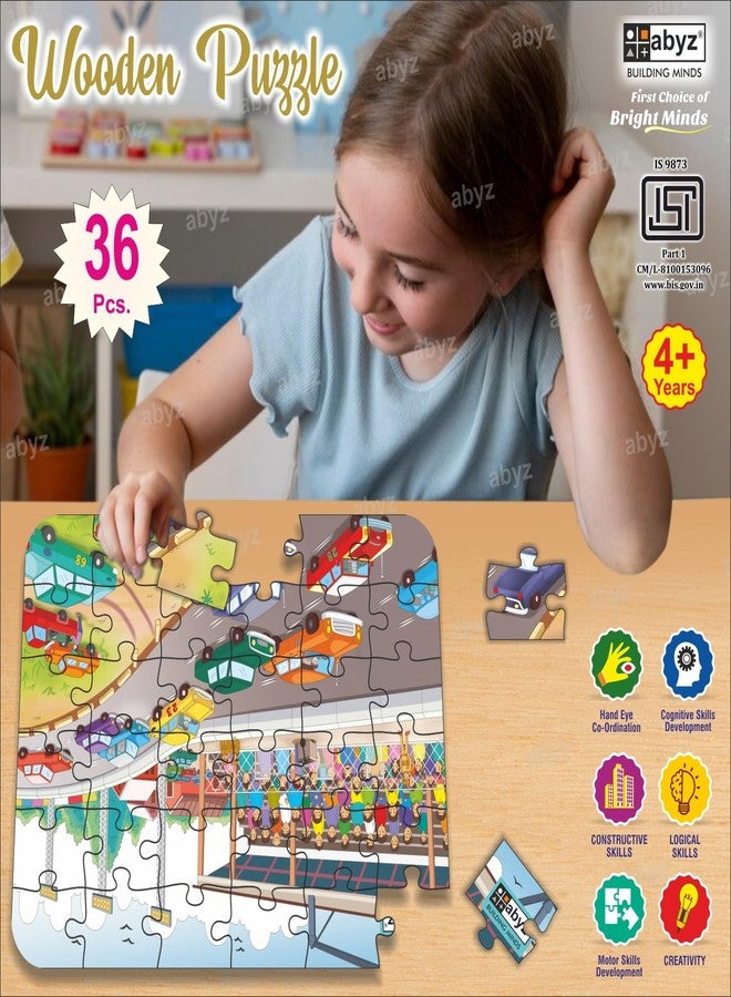 ABYZ Wooden Jigsaw Puzzle – CAR Racing Playset for Fun Educational & Little Explorers, 36-Pieces & Pack of 3 Fun Games with Multicolor | Birthday Gift for (4-6 Years) Age Kids. - Image 4