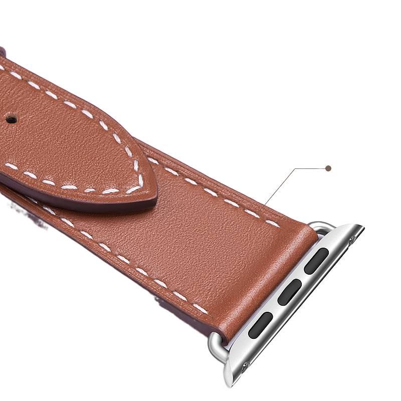 AD Navy Blue Classic Leather Strap Smartwatch Band Compatible with Apple Watch / SE with Adjustable Fit Replacement Strap for Daily Wear - Image 4
