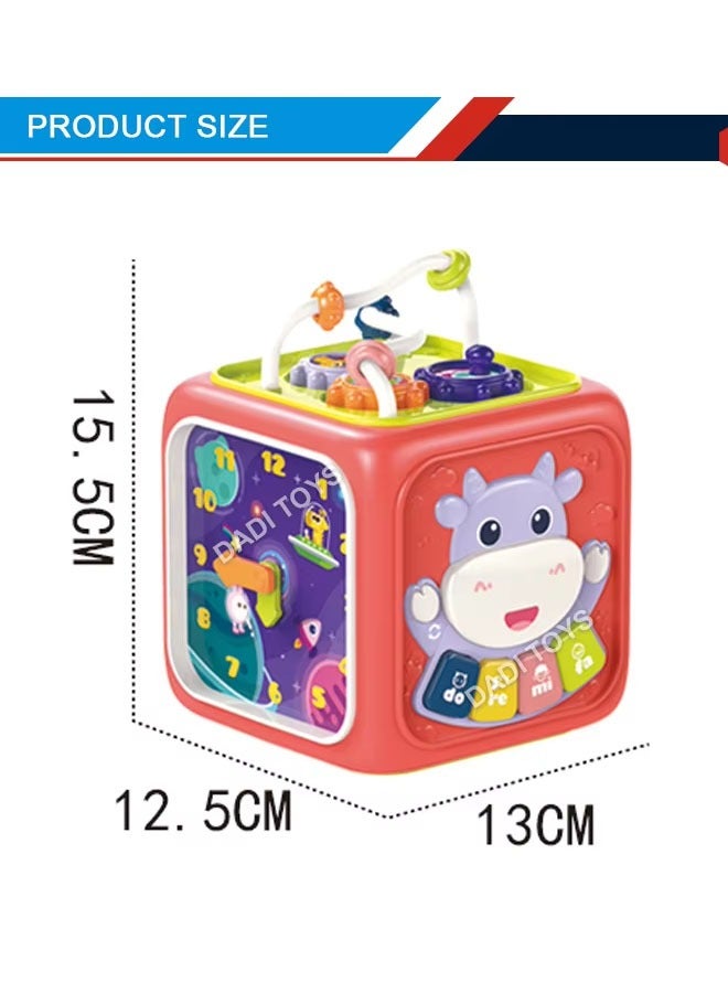 Early Development Toys,Children's educational toys,Baby Activity Cube,6 In 1 Cartoon Infant Activity, Busy Learning Activity Cube Toy With Music Flashing,Early Development Learning Toys - Image 2