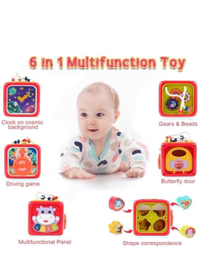 Early Development Toys,Children's educational toys,Baby Activity Cube,6 In 1 Cartoon Infant Activity, Busy Learning Activity Cube Toy With Music Flashing,Early Development Learning Toys - Image 3