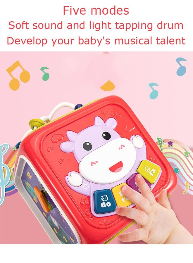 Early Development Toys,Children's educational toys,Baby Activity Cube,6 In 1 Cartoon Infant Activity, Busy Learning Activity Cube Toy With Music Flashing,Early Development Learning Toys - Image 5