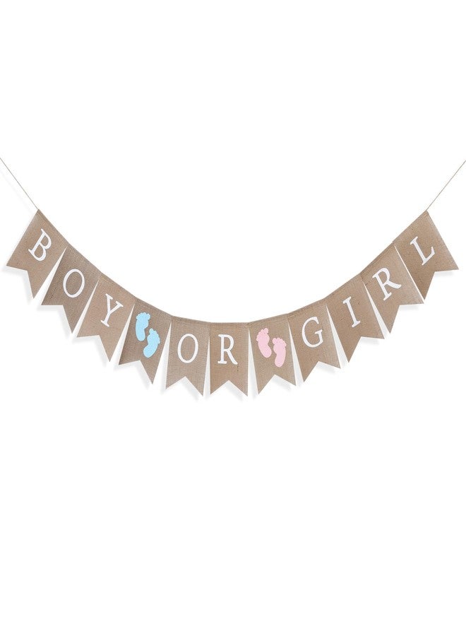 WAWOO Boy or Girl Burlap Banner - Burlap Baby Shower Banner, Gender Reveal, Rustic Pink - Image 1