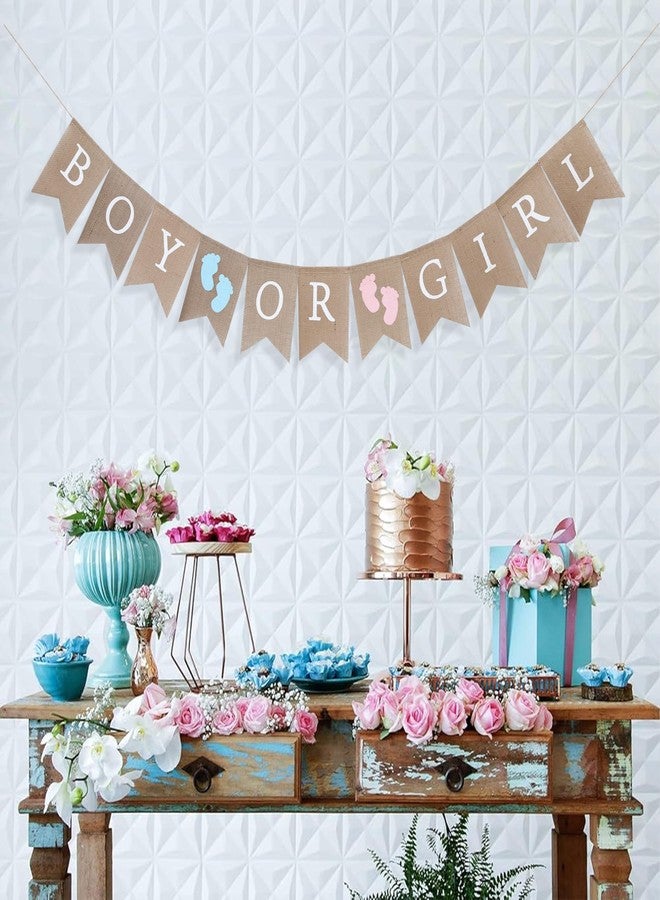 WAWOO Boy or Girl Burlap Banner - Burlap Baby Shower Banner, Gender Reveal, Rustic Pink - Image 4