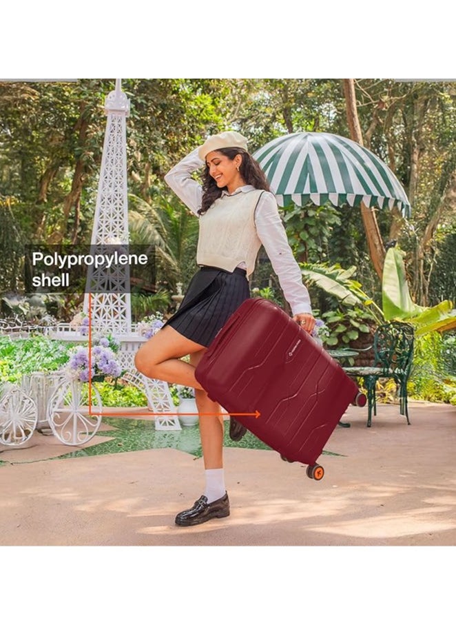 nasher miles Nasher Miles Paris Hard-Sided Polypropylene Check-in Luggage 24 inch | 65cm | 8 Wheels Medium Trolley Bag for Travel | Suitcase (Maroon)  - Image 3