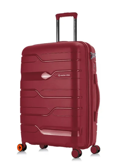 nasher miles Nasher Miles Paris Hard-Sided Polypropylene Check-in Luggage 24 inch | 65cm | 8 Wheels Medium Trolley Bag for Travel | Suitcase (Maroon)