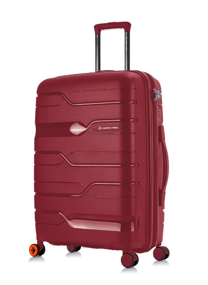 nasher miles Nasher Miles Paris Hard-Sided Polypropylene Check-in Luggage 24 inch | 65cm | 8 Wheels Medium Trolley Bag for Travel | Suitcase (Maroon)  - Image 1
