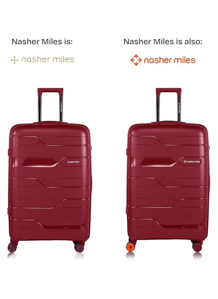 nasher miles Nasher Miles Paris Hard-Sided Polypropylene Check-in Luggage 24 inch | 65cm | 8 Wheels Medium Trolley Bag for Travel | Suitcase (Maroon)  - Image 2